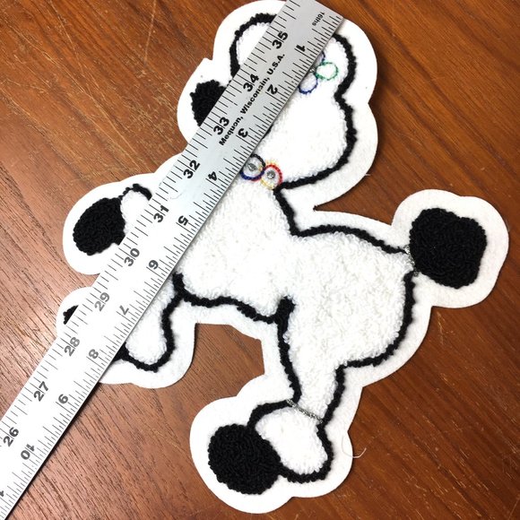 50’s POODLE White Chenille 8" Applique Facing Left Vintage NOS - Picture 3 of 5